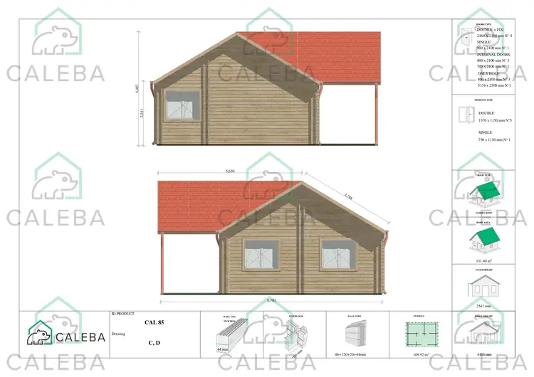 Casa abitabile in legno 95 m² AGNESE, lati C/D