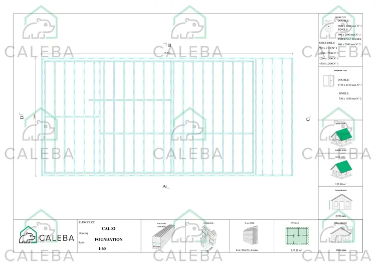 Casa abitabile stile tradizionale SOFIA, piano fondazione