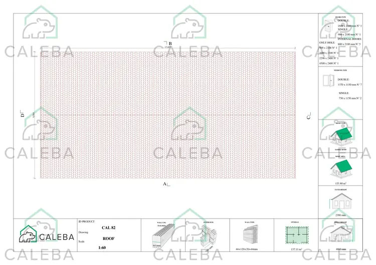 Casa abitabile stile tradizionale SOFIA, pianta copertura
