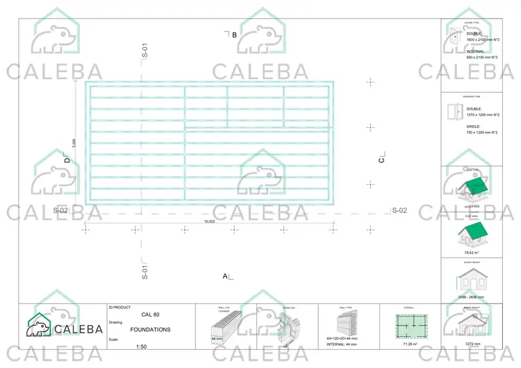 Casa abitabile in legno ad un piano 84 m² OLIMPIA, piano fondazione