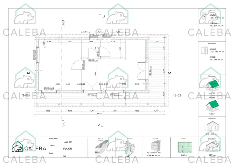 Casa abitabile in legno ad un piano 84 m² OLIMPIA, planimetria