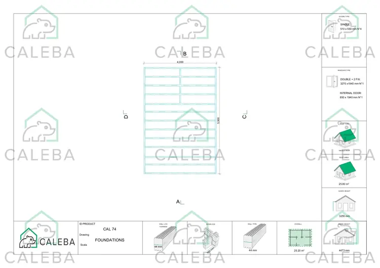 Casa in legno ELODIE 24 m², piano fondazione