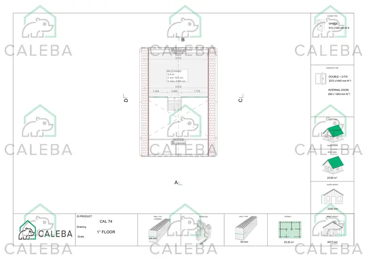 Casa in legno ELODIE 24 m², planimetria secondo piano