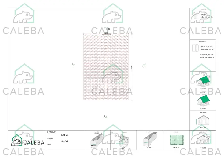 Casa in legno ELODIE 24 m², pianta copertura