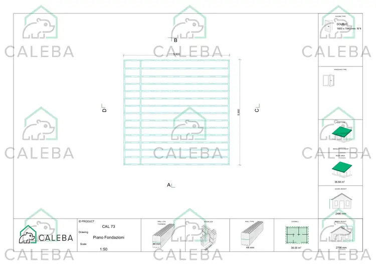 Casa in legno FLAMINIA 36 m², piano fondazione