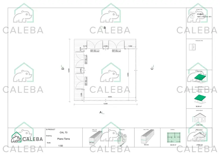 Casa in legno FLAMINIA 36 m², planimetria