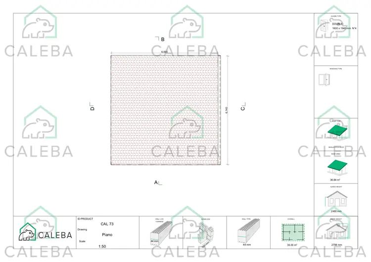Casa in legno FLAMINIA 36 m², pianta copertura