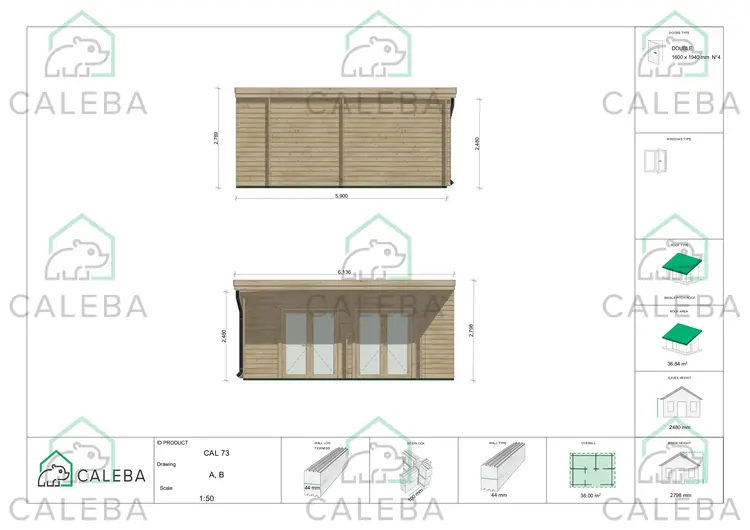 Casa in legno FLAMINIA 36 m², A/B
