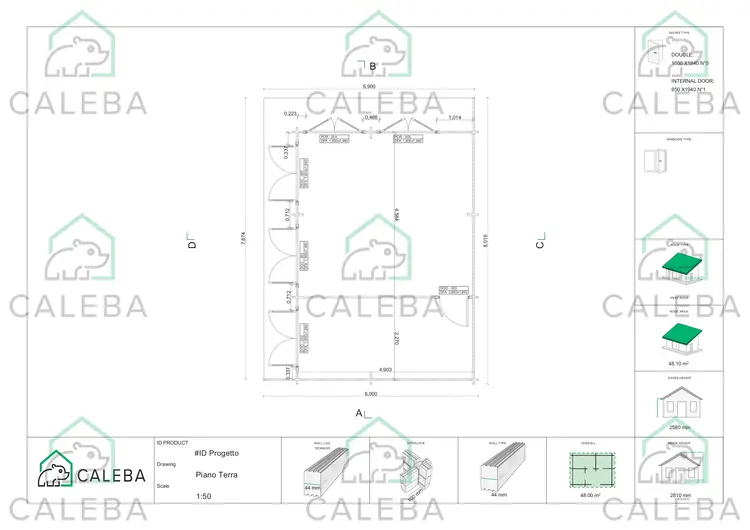 Casa di legno FLAMINIA 48 m², planimetria