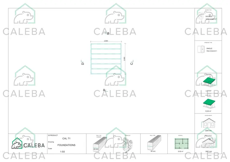 Casetta in legno ILARIA 9 m², piano fondazione