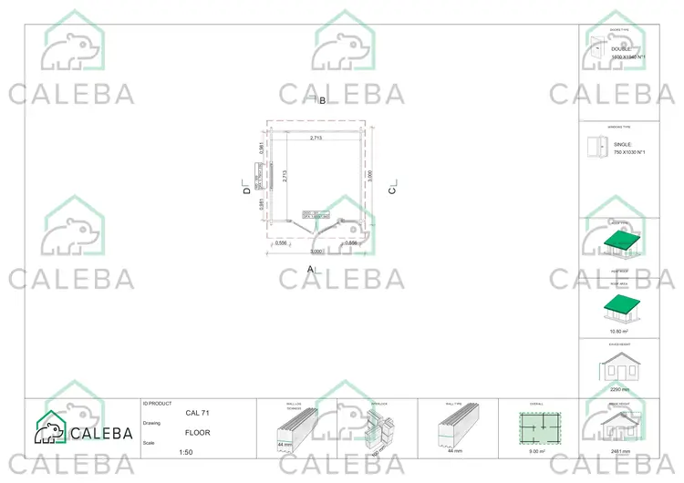 Casetta in legno ILARIA 9 m², planimetria