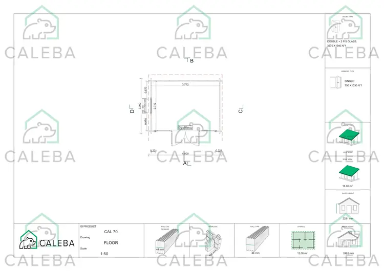 Casa in legno da giardino ILARIA 12 m², planimetria