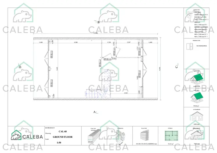 Casa di legno coibentata stile moderno PENELOPE 98 m², planimetria primo piano