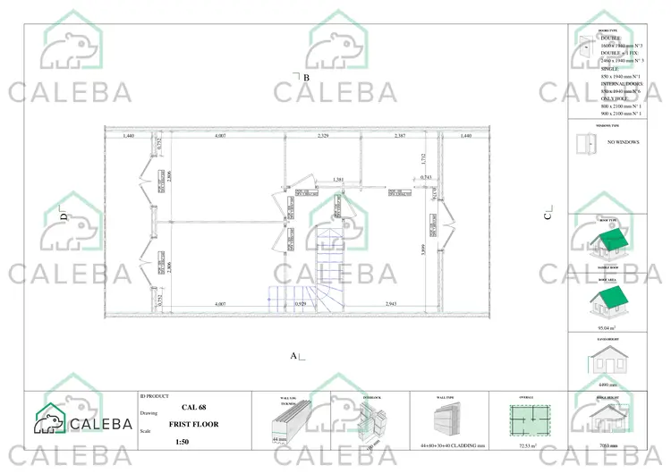 Casa di legno coibentata stile moderno PENELOPE 98 m², planimetria secondo piano