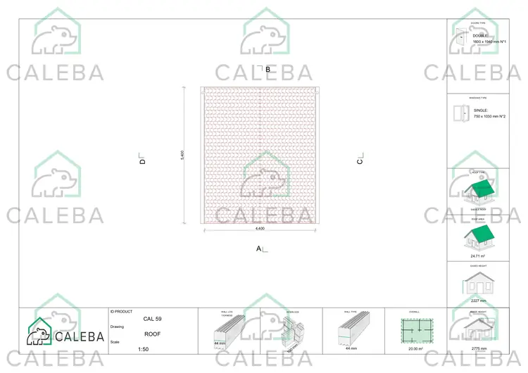 Casetta da giardino MATILDE 20 m², pianta copertura