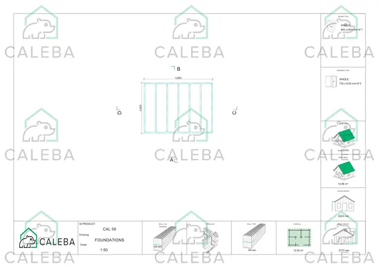 Casetta in legno CHIARA 12 m², piano fondazione