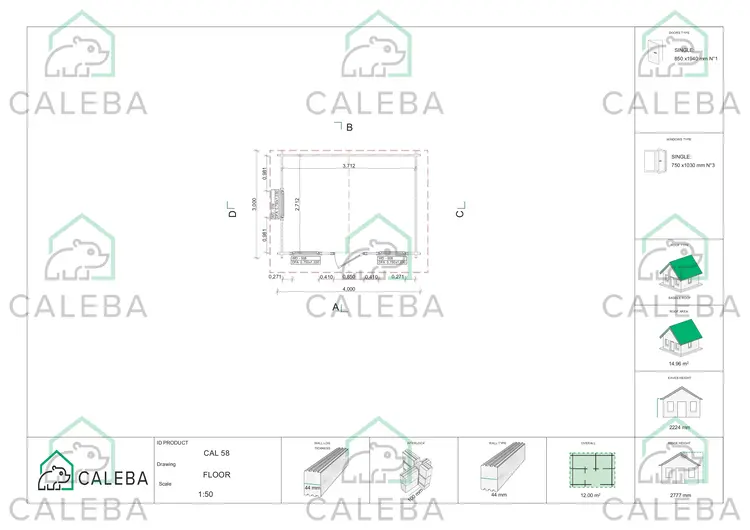 Casetta in legno CHIARA 12 m², planimetria