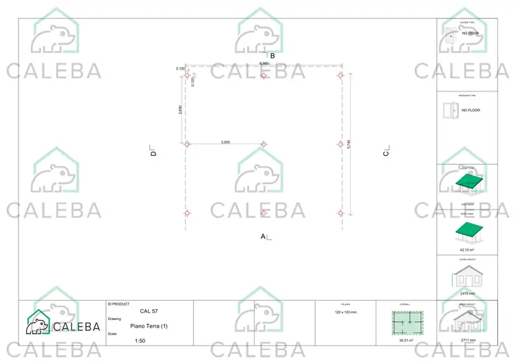 Tettoia in legno doppia 36.57 m², planimetria
