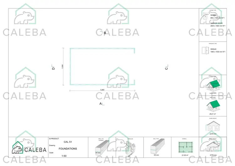 Garage di legno SINGOLO 21 m², piano fondazione