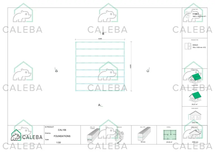 Casa in legno da giardino MATILDE 25 m², piano fondazione