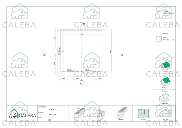 Casa in legno da giardino MATILDE 25 m², planimetria