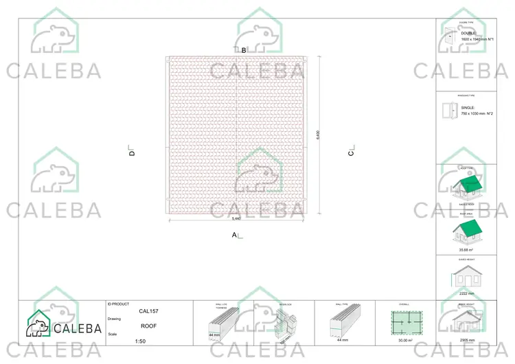 Casetta da giardino MATILDE 30 m², pianta copertura