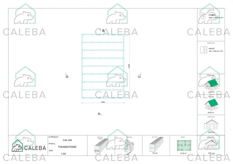 Casa in legno da giardino MATILDE 24 m², piano fondazione