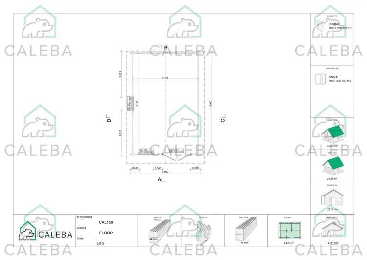 Casa in legno da giardino MATILDE 24 m², planimetria