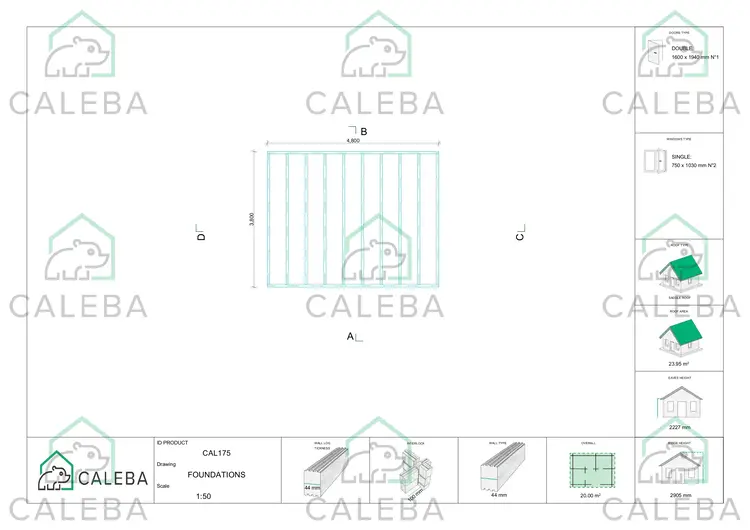 Casa in legno da giardino EMILY 20 m², piano fondazione