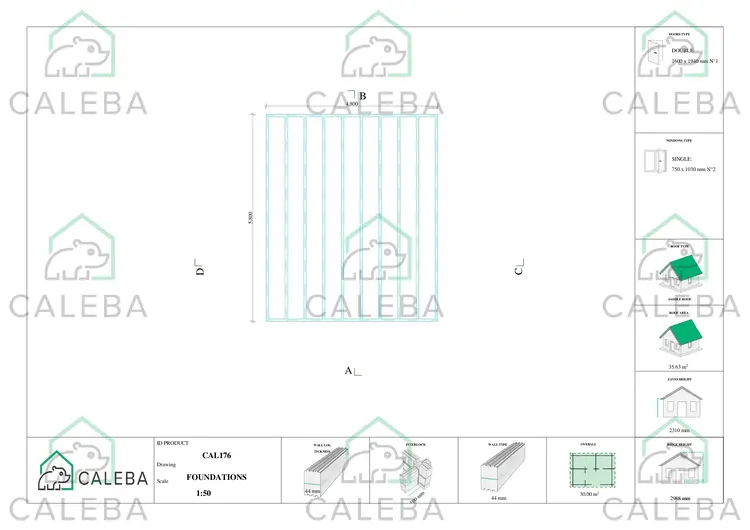 Casetta da giardino EMILY 30 m², piano fondazione
