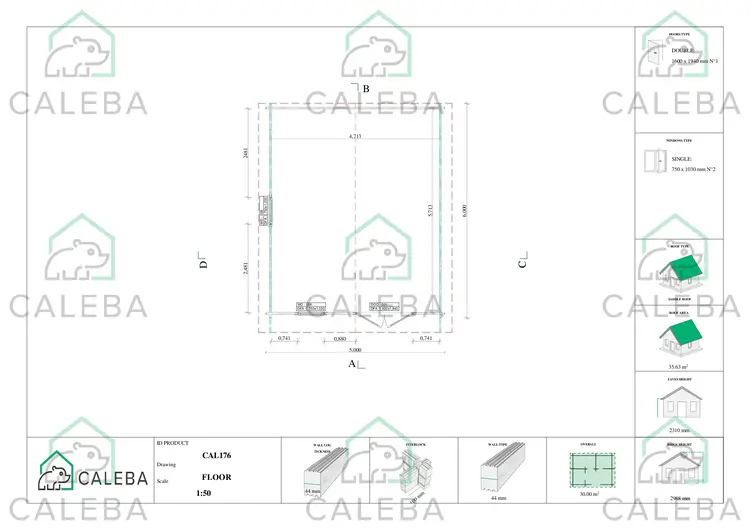 Casetta da giardino EMILY 30 m², planimetria