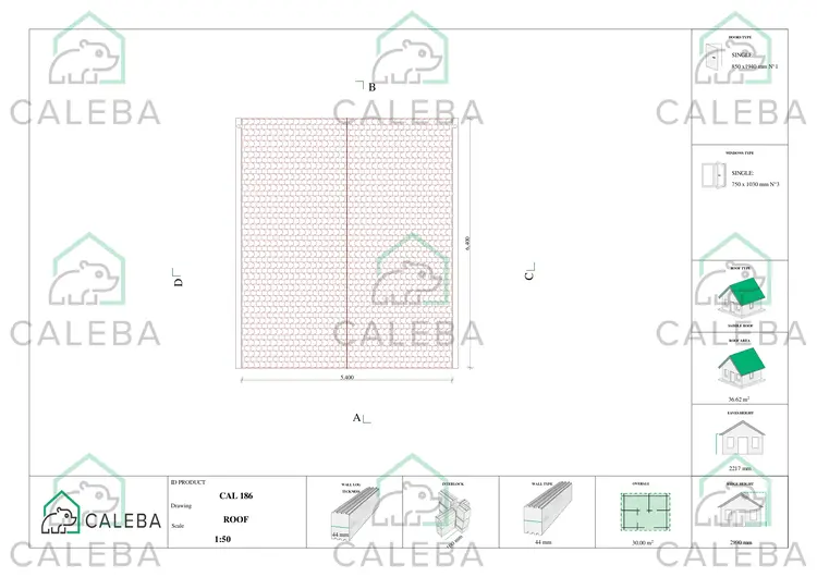 Casetta da giardino CHIARA 30 m², pianta copertura