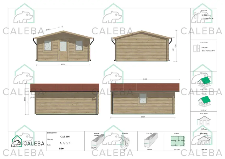 Casetta da giardino CHIARA 30 m², lati A/B/C/D