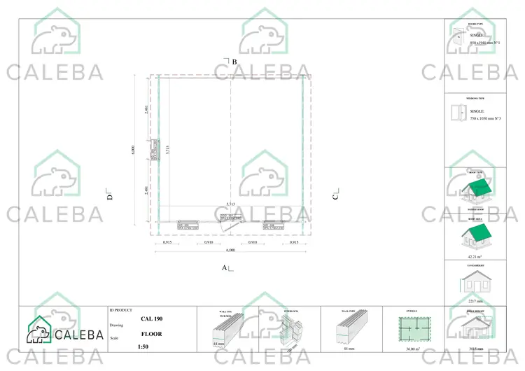 Casa in legno CHIARA 36 m², planimetria