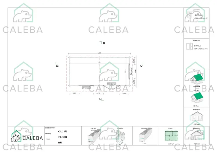 Casetta da giardino LELLA 18 m², planimetria