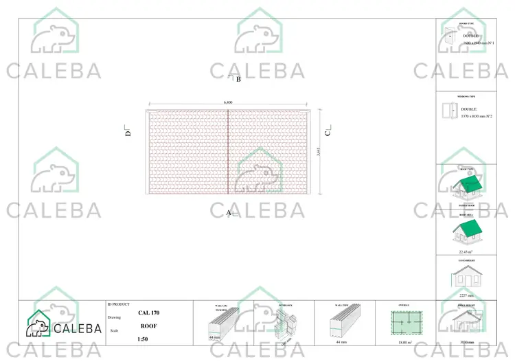 Casetta da giardino LELLA 18 m², pianta copertura