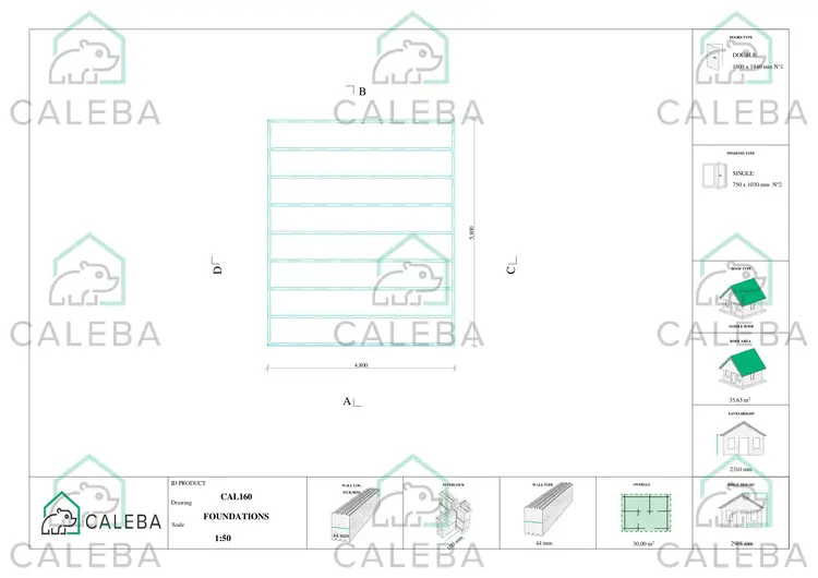 Casetta in legno MATILDE 30 m², piano fondazione