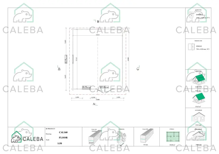 Casetta in legno MATILDE 30 m², planimetria
