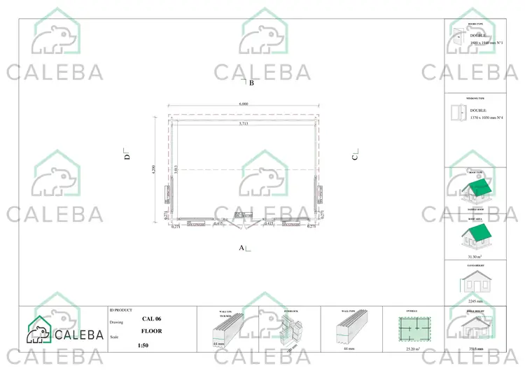 Casa in legno da giardino VIOLA 25.2 m², planimetria