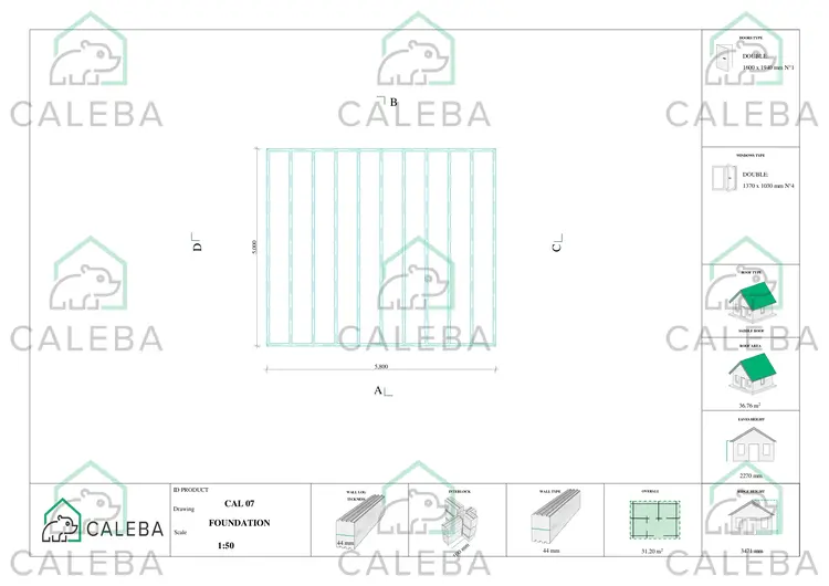 Casa in legno da giardino VIOLA 31.2 m², piano fondazione