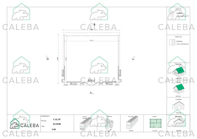 Casa in legno da giardino VIOLA 31.2 m², planimetria