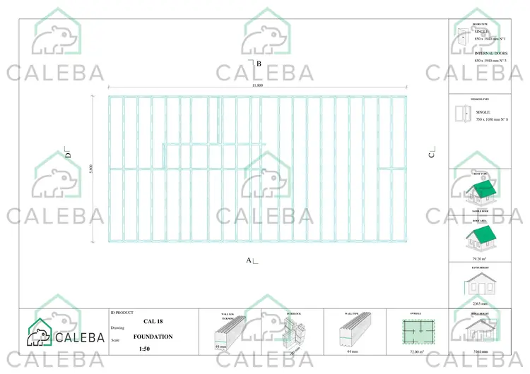 Casa in legno ALMA 72 m², piano fondazione