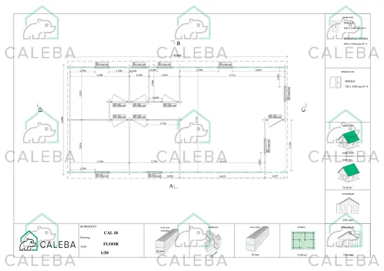 Casa in legno ALMA 72 m², planimetria