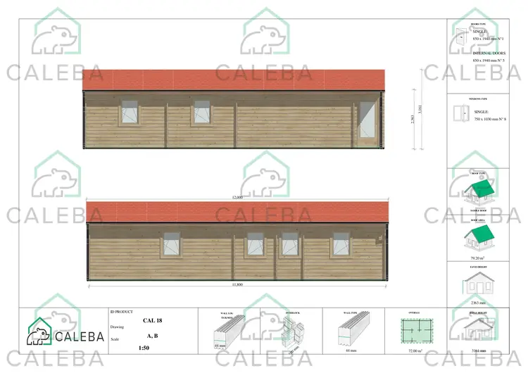 Casa in legno ALMA 72 m², A/B