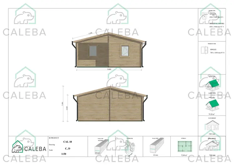 Casa in legno ALMA 72 m², C/D