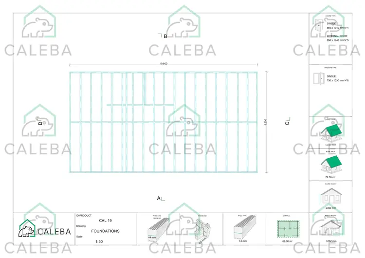 Casa di legno ALMA 66 m², piano fondazione