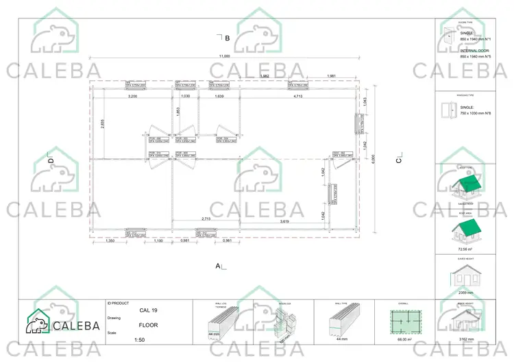 Casa di legno ALMA 66 m², planimetria