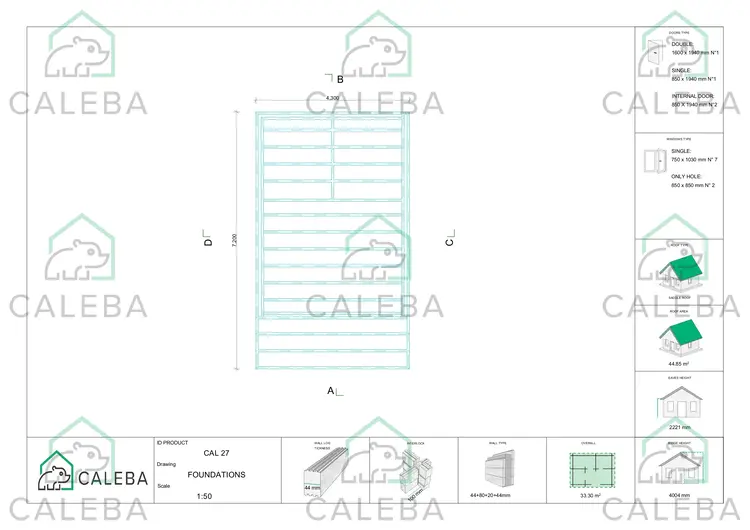 Casa coibentata con mezzanino e terrazza GAIA 33.30 m², piano fondazione