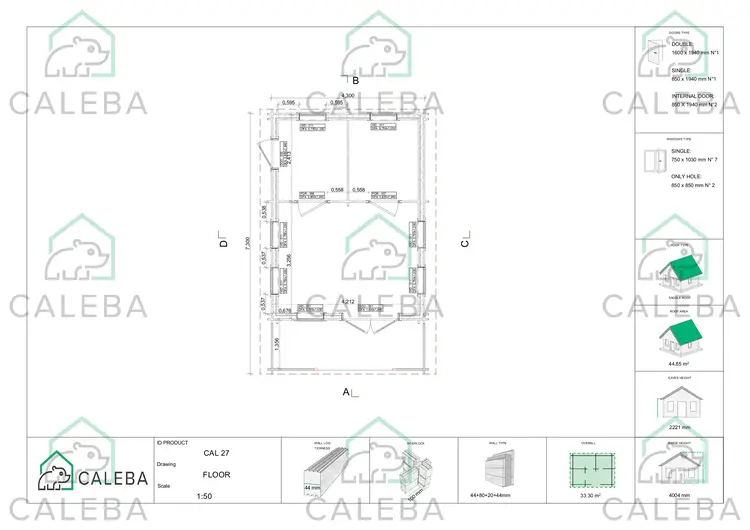 Casa coibentata con mezzanino e terrazza GAIA 33.30 m²,  planimetria primo piano