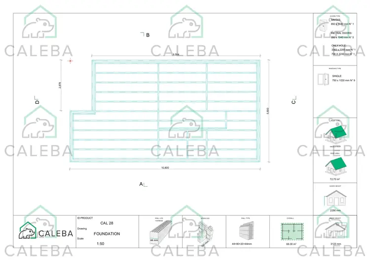 Casa in legno coibentata ALMA 66 m², piano fondazione